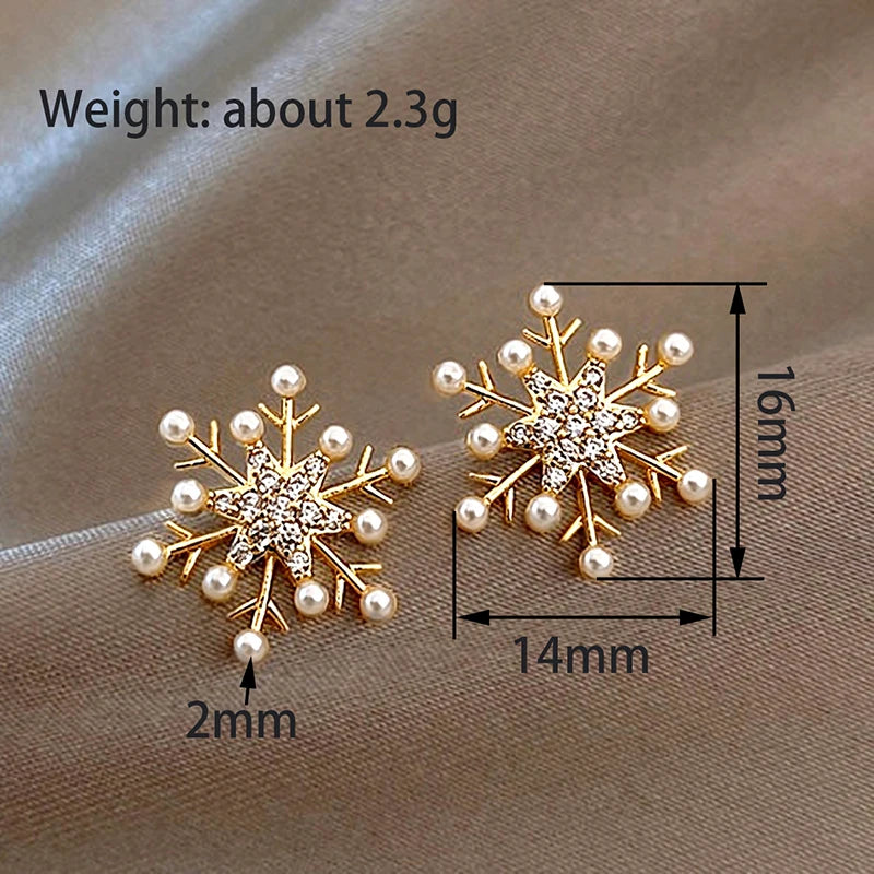 Boucles d'oreilles clous flocon de neige zircon – vue 5