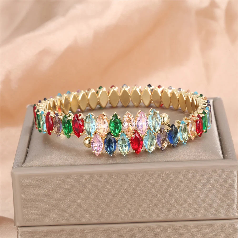Bracelet ajustable pierres colorées – Arc-en-ciel