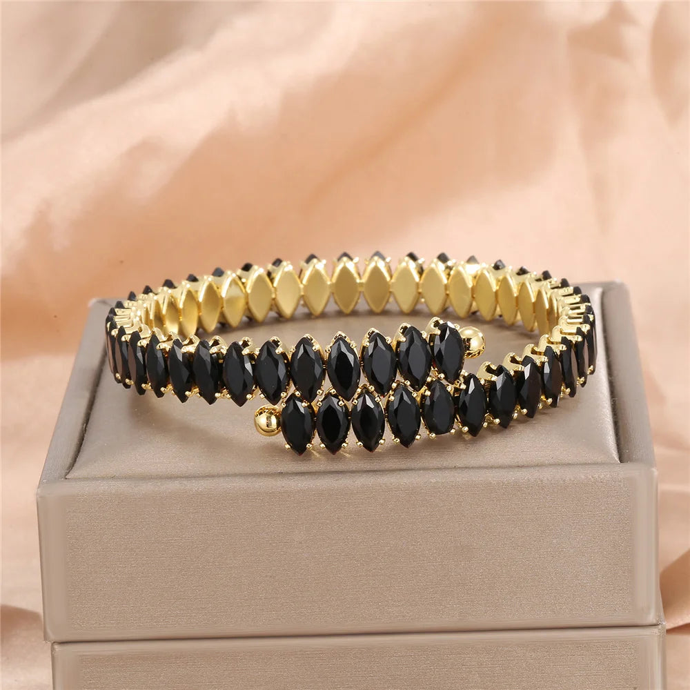 Bracelet ajustable pierres colorées – Noir