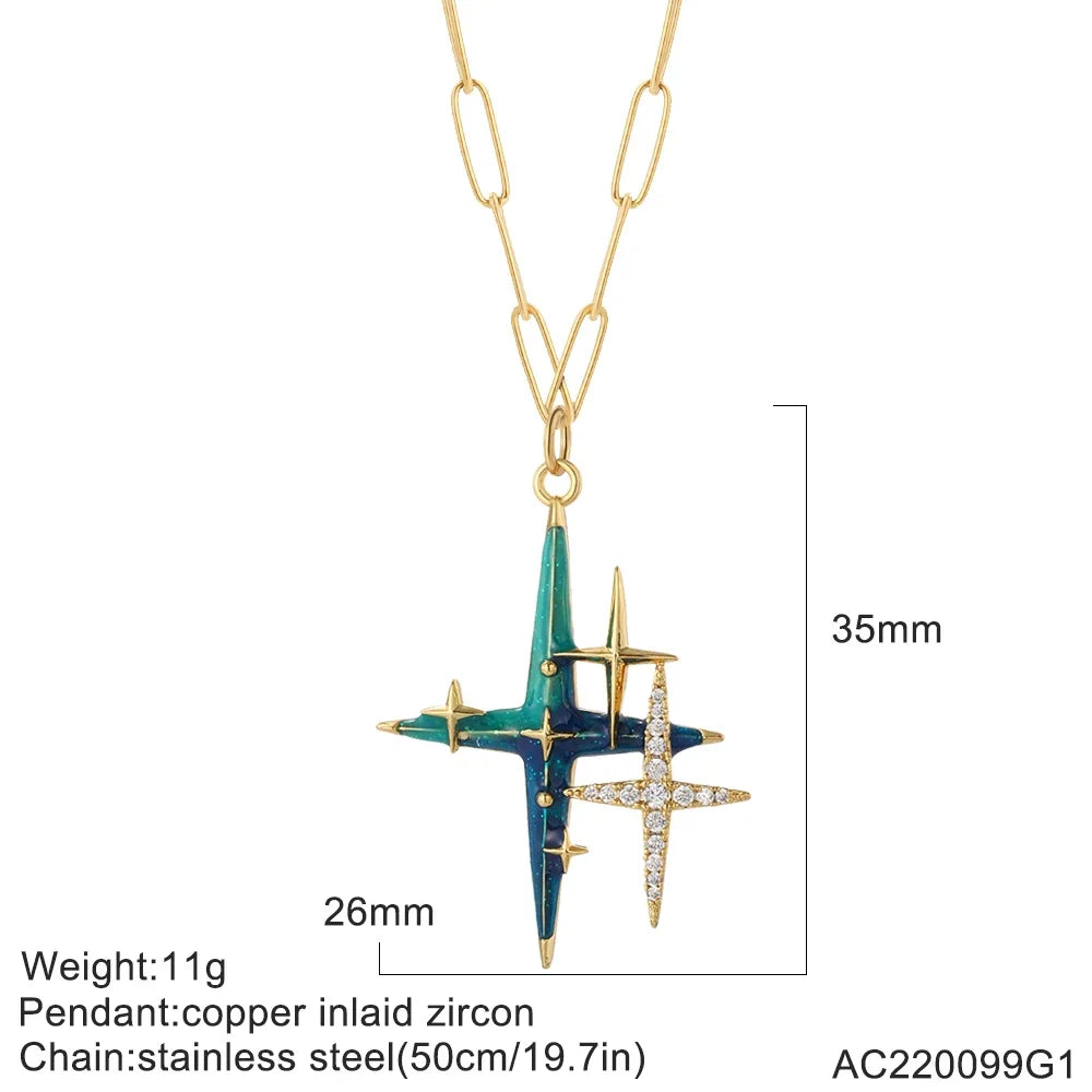 Collier pendentif cœur, étoile et mauvais œil – modèle 15