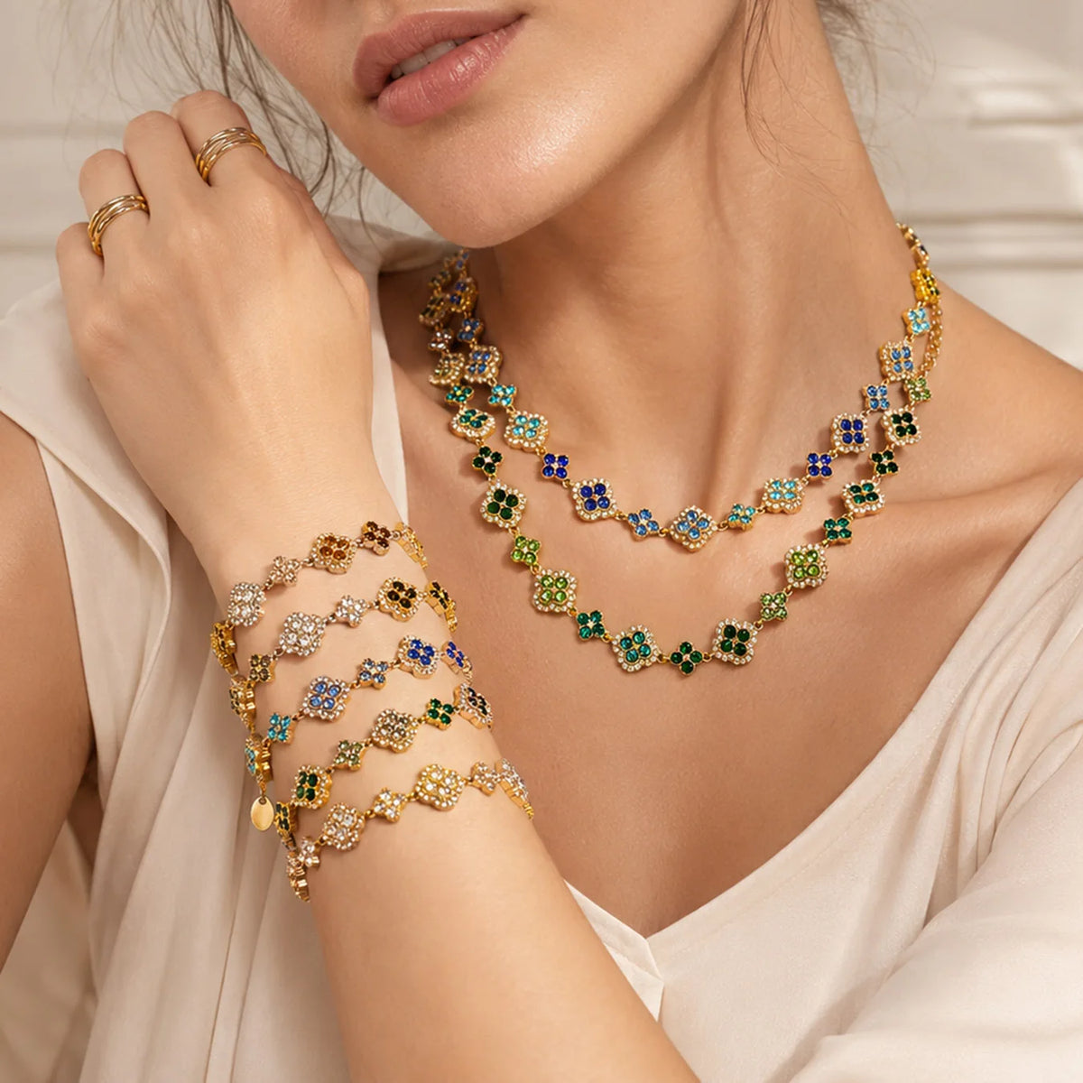 Parure zircons multicolores – vue 2