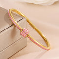 Bracelets dorés zircon rose - Harmonia Ibiza