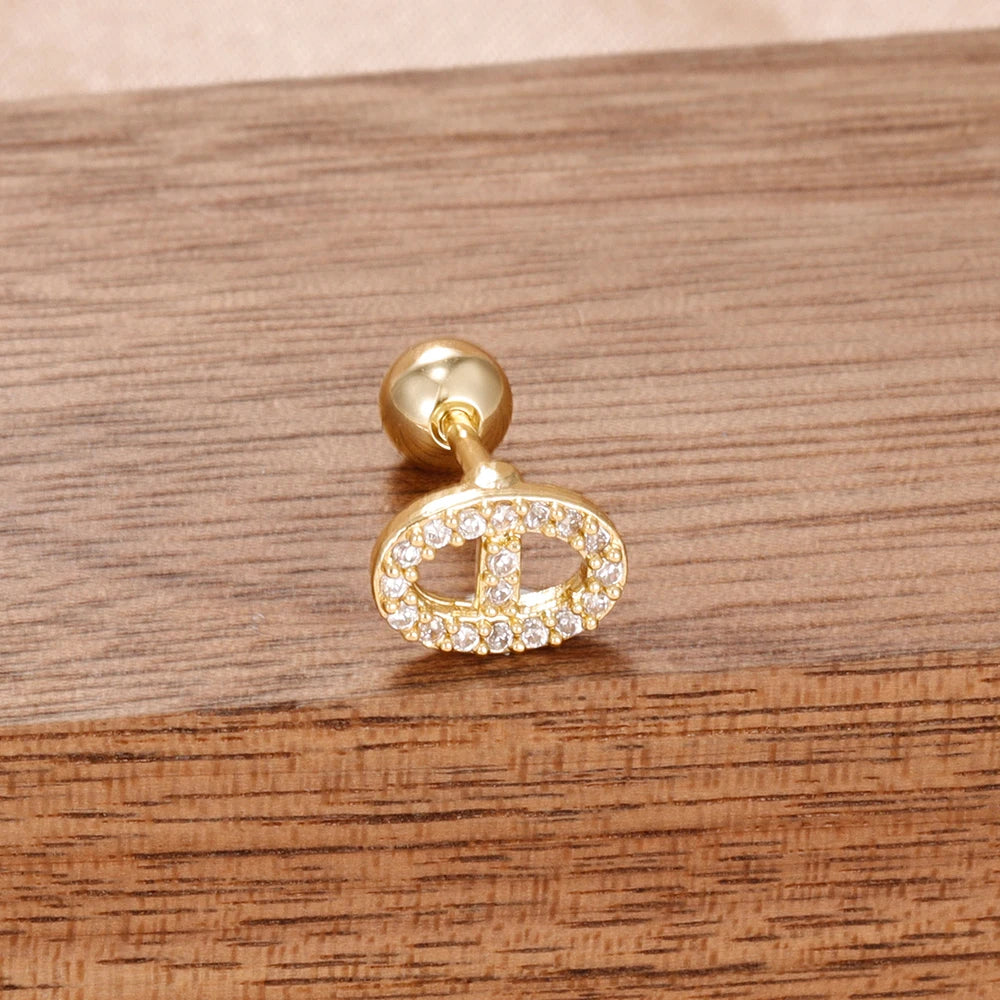 Puces d'oreilles cœur zircon – Doré – blanc (modèle 4)
