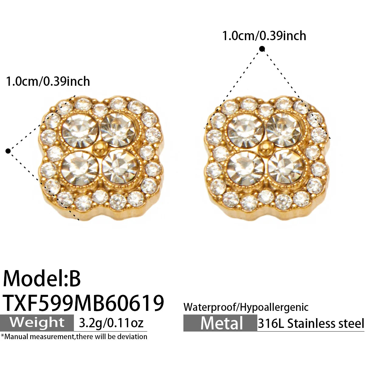 Parure zircons multicolores – Boucles d'oreilles A – coloris B
